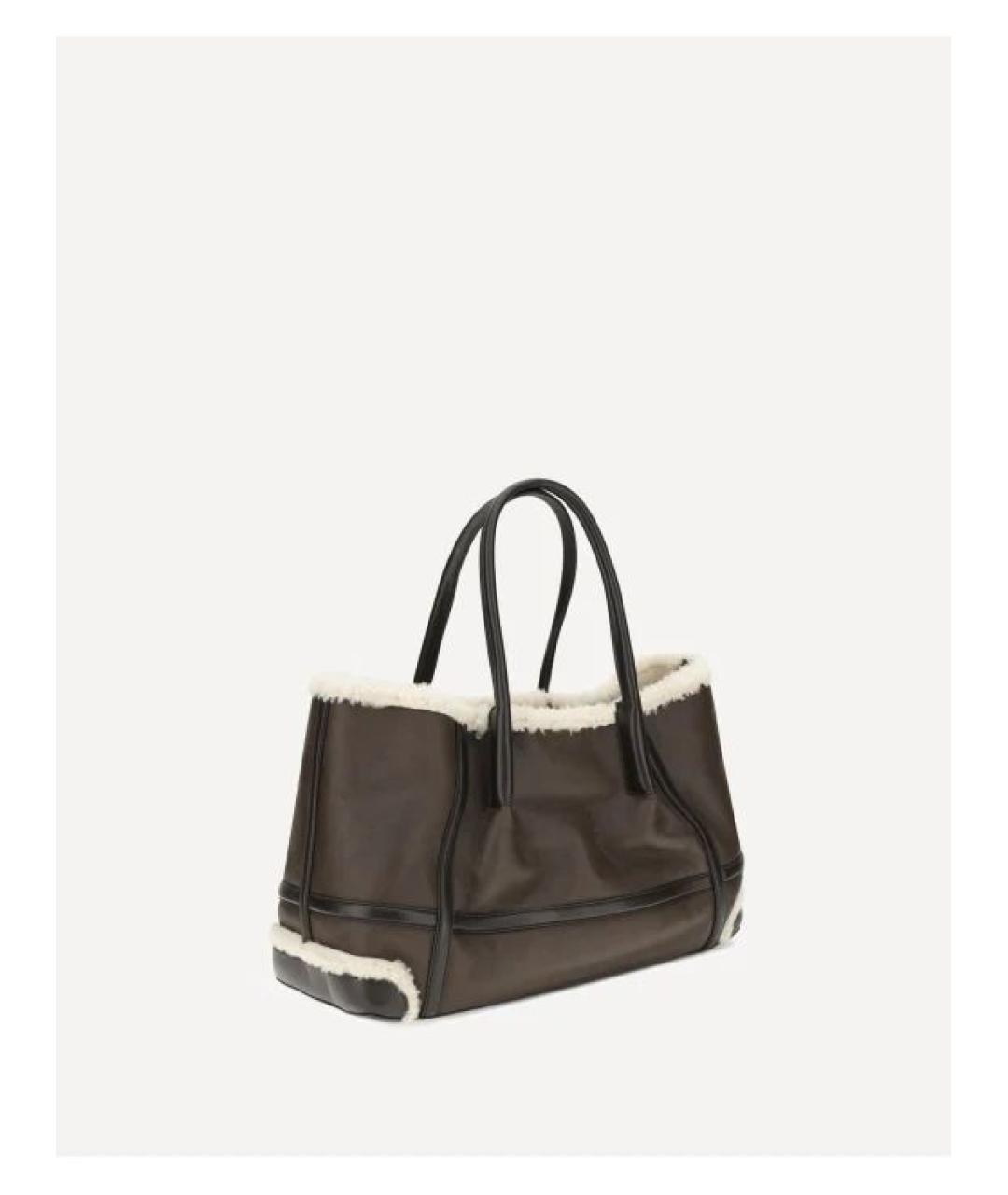 BOTTEGA VENETA Коричневая меховая сумка тоут, фото 2