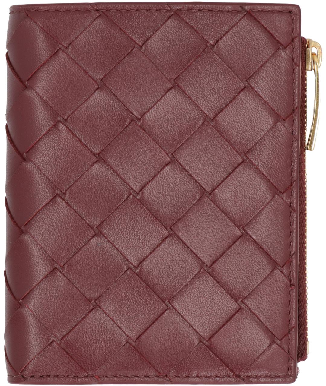 BOTTEGA VENETA Бордовый кожаный кошелек, фото 2