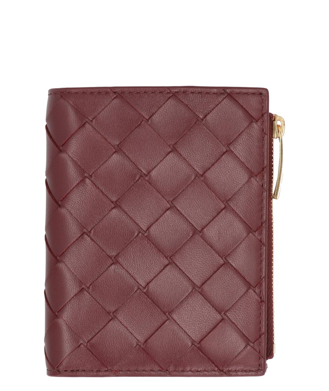 BOTTEGA VENETA Бордовый кожаный кошелек, фото 1
