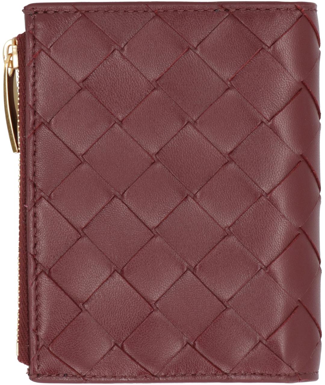 BOTTEGA VENETA Бордовый кожаный кошелек, фото 3