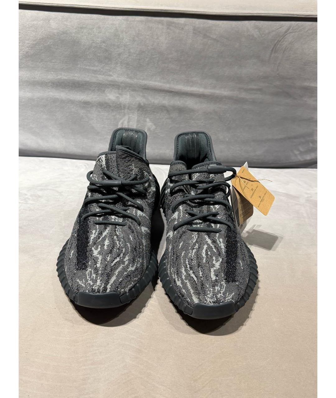 ADIDAS YEEZY Антрацитовые текстильные низкие кроссовки / кеды, фото 2