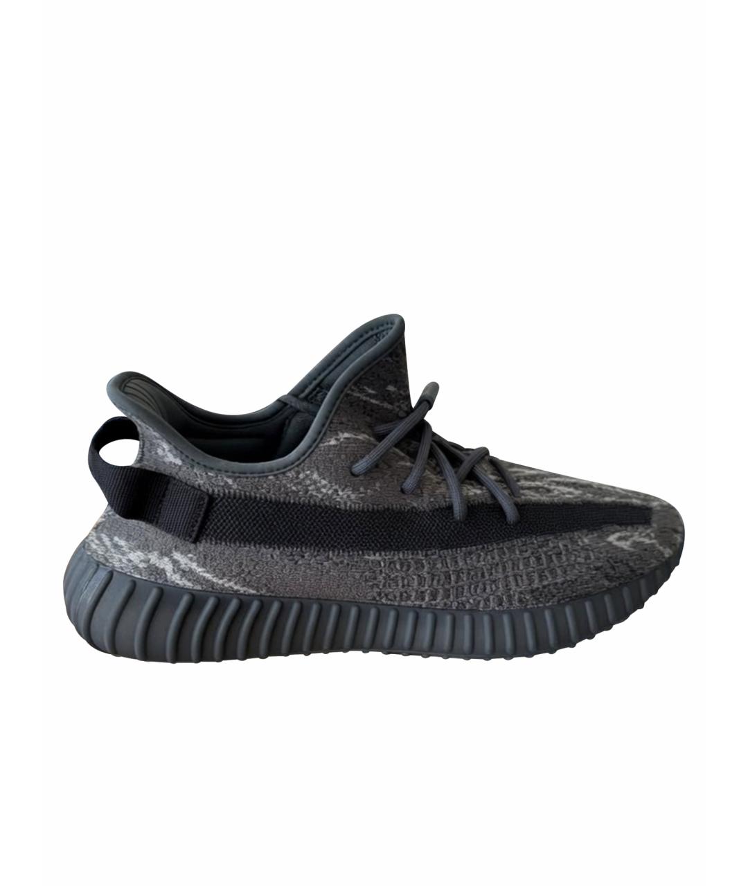 ADIDAS YEEZY Антрацитовые текстильные низкие кроссовки / кеды, фото 1