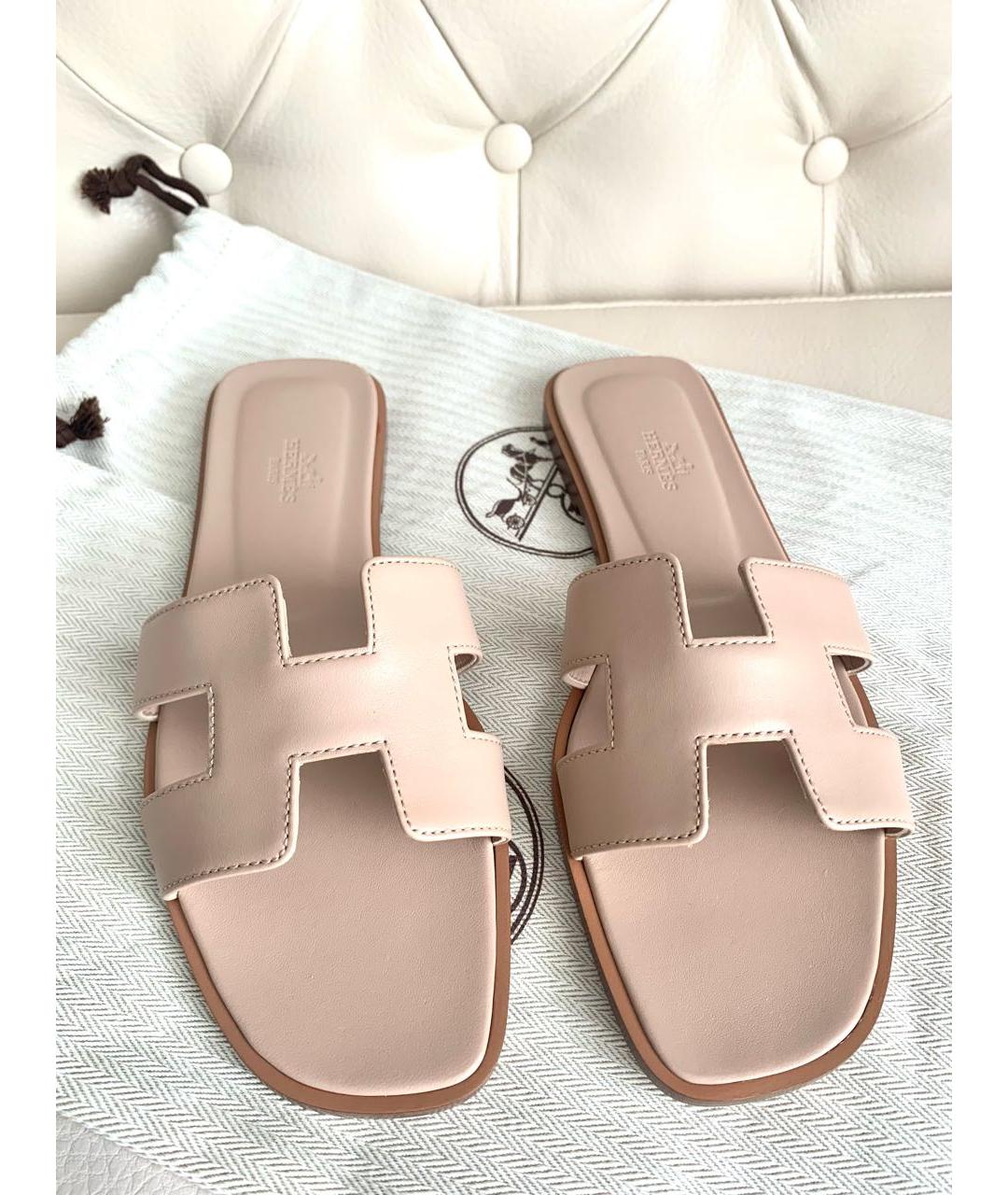HERMES Кожаные шлепанцы, фото 2