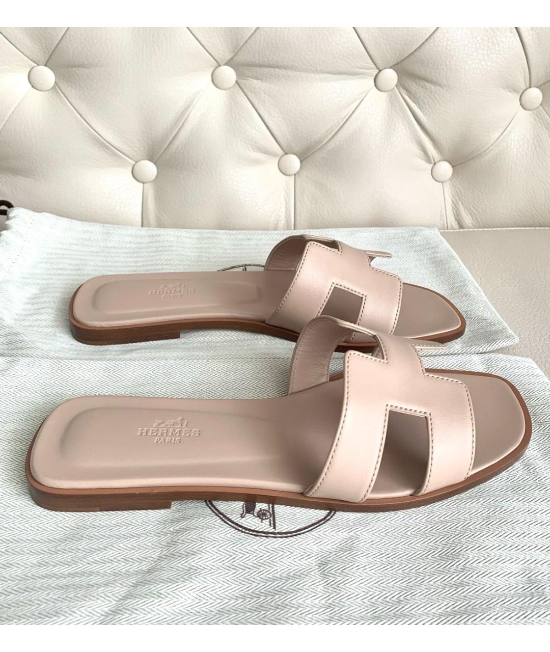 HERMES Кожаные шлепанцы, фото 6