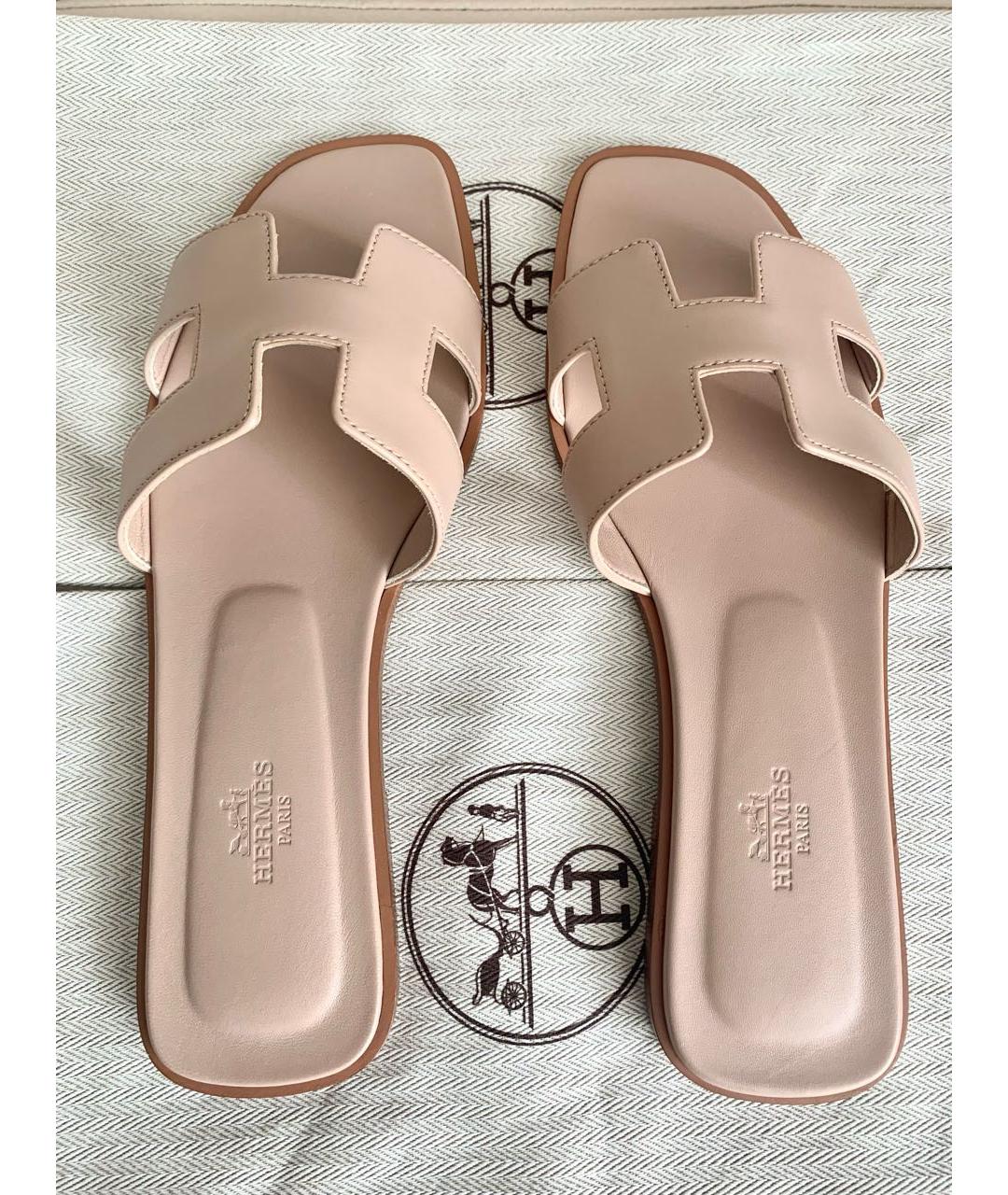 HERMES Кожаные шлепанцы, фото 3