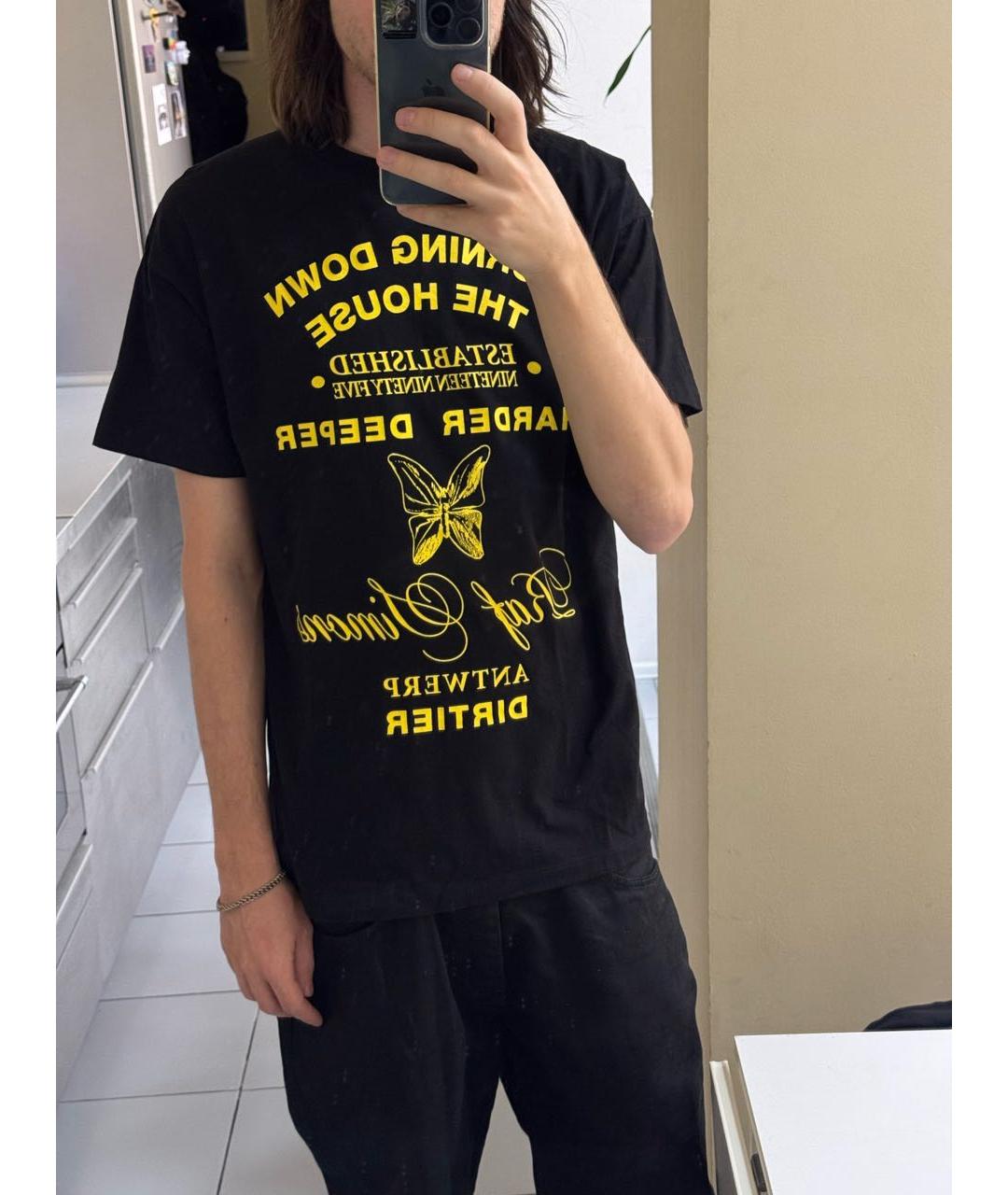RAF SIMONS Черная хлопковая футболка, фото 4