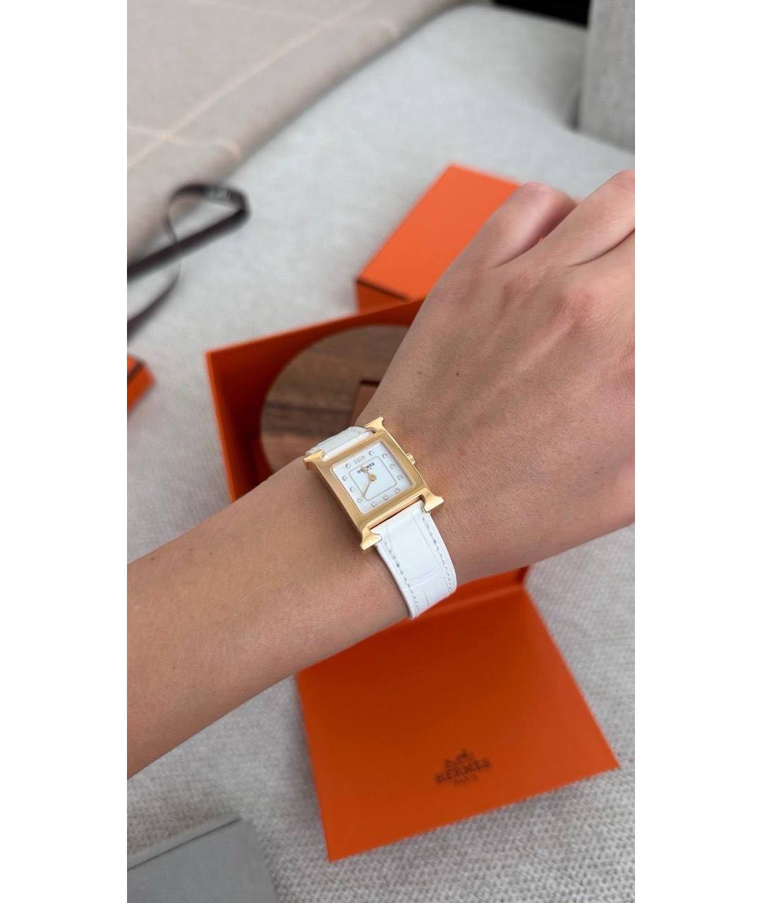 HERMES Белые часы из розового золота, фото 6