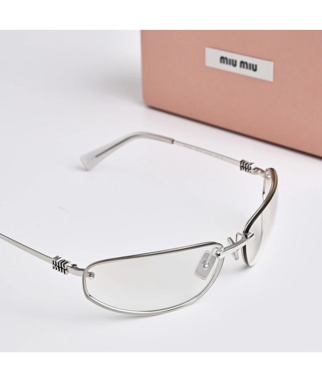 MIU MIU Серебряные металлические солнцезащитные очки, фото 2