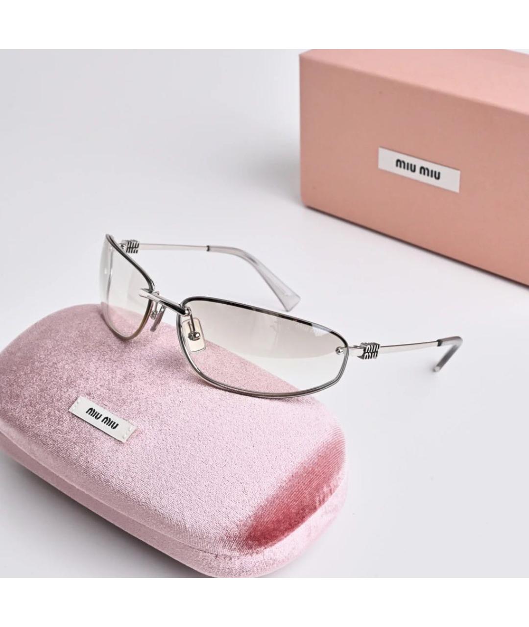 MIU MIU Серебряные металлические солнцезащитные очки, фото 3