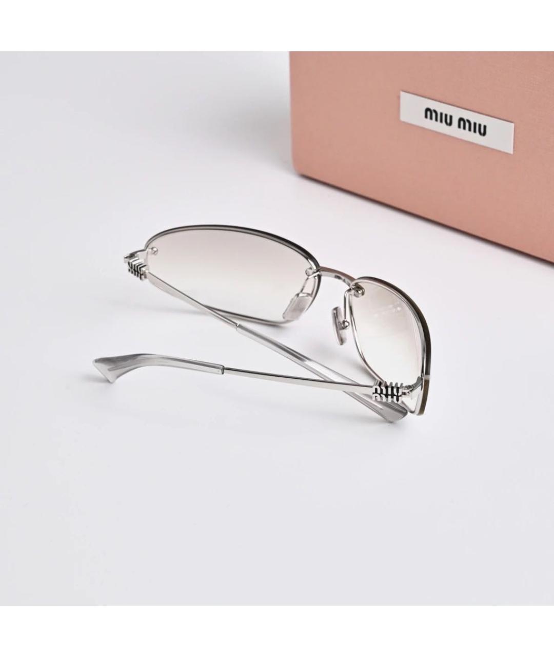MIU MIU Серебряные металлические солнцезащитные очки, фото 4