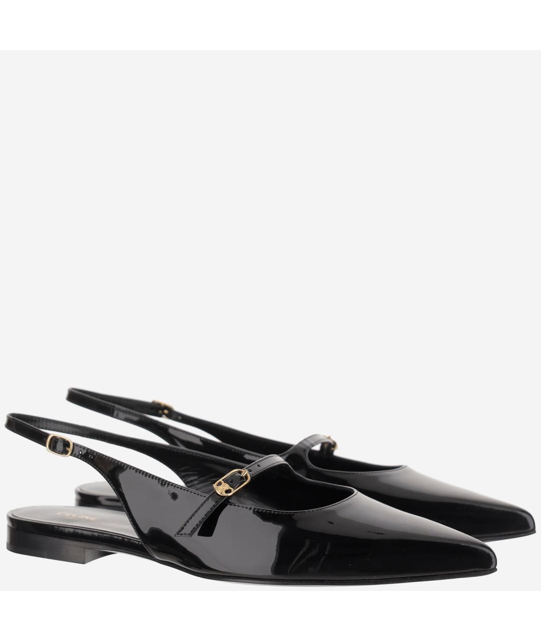CELINE Черные балетки из лакированной кожи, фото 2