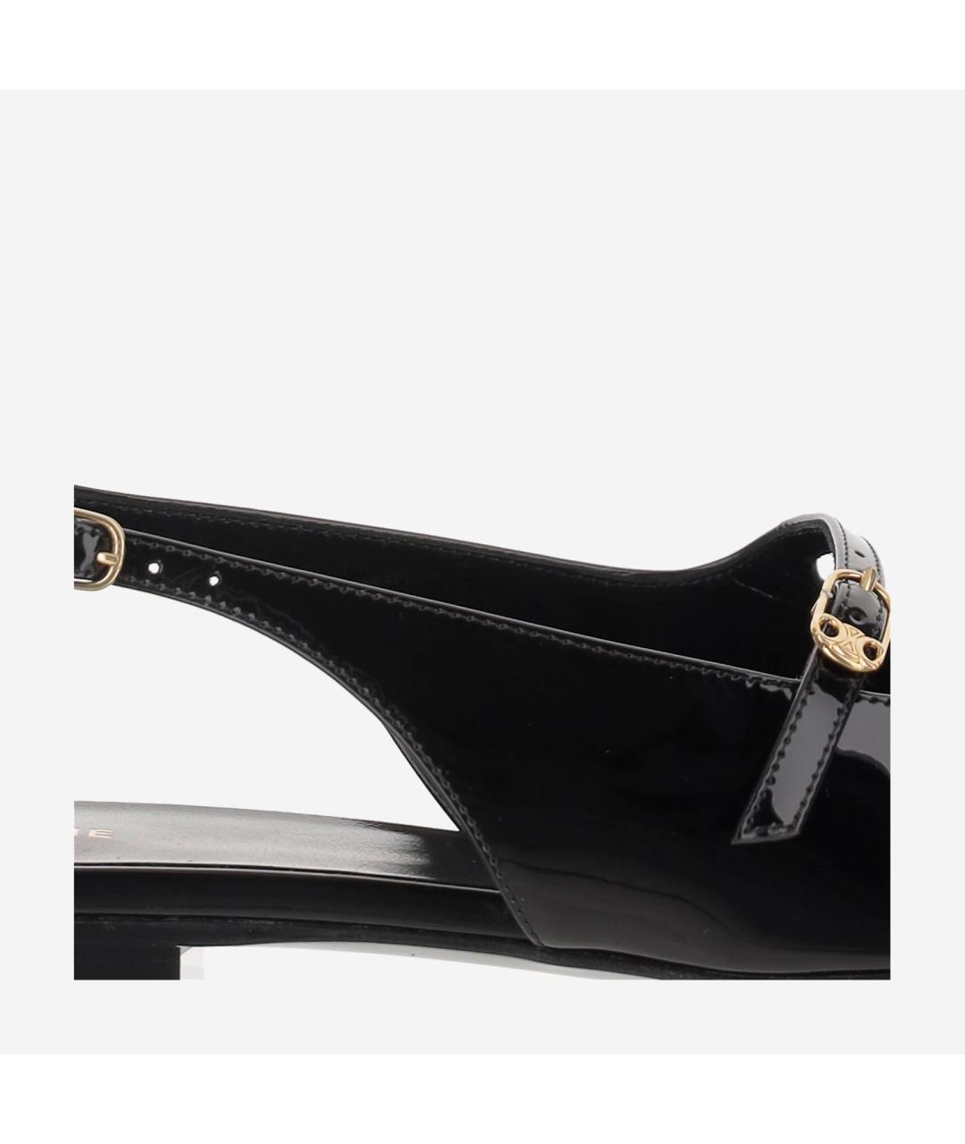 CELINE Черные балетки из лакированной кожи, фото 4
