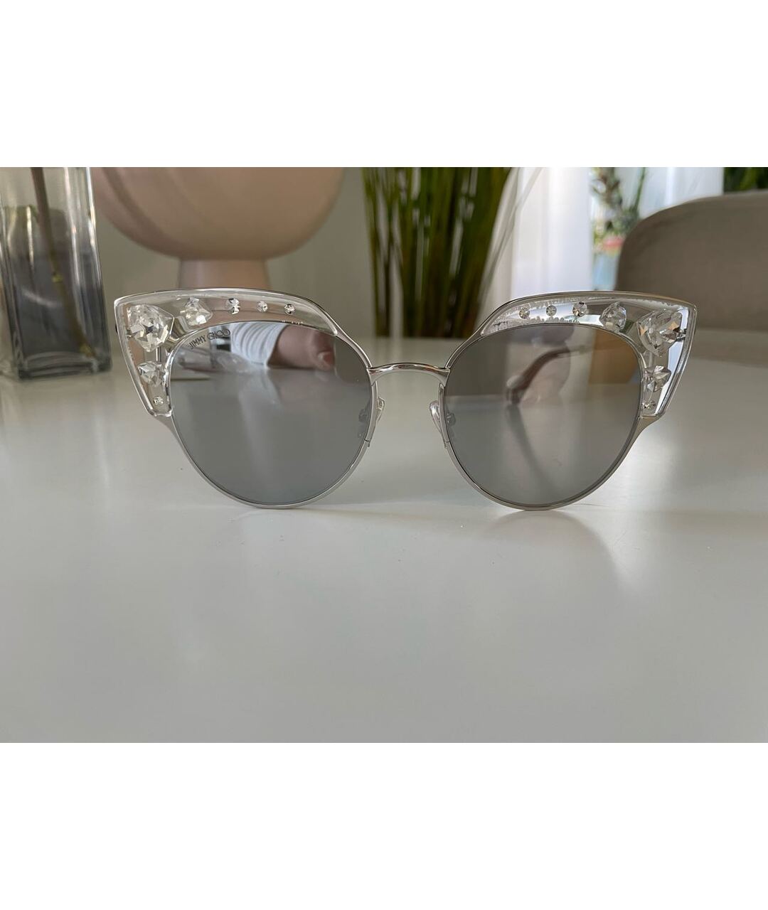 JIMMY CHOO Серебряные пластиковые солнцезащитные очки, фото 9