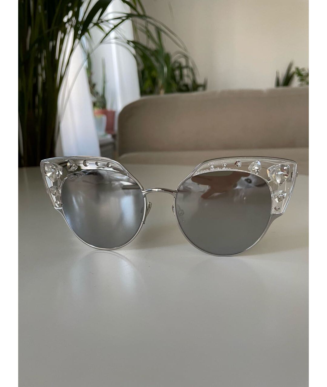 JIMMY CHOO Серебряные пластиковые солнцезащитные очки, фото 5