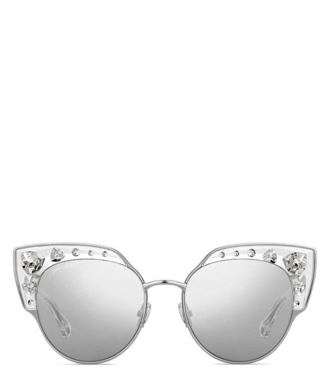 JIMMY CHOO Серебряные пластиковые солнцезащитные очки, фото 1