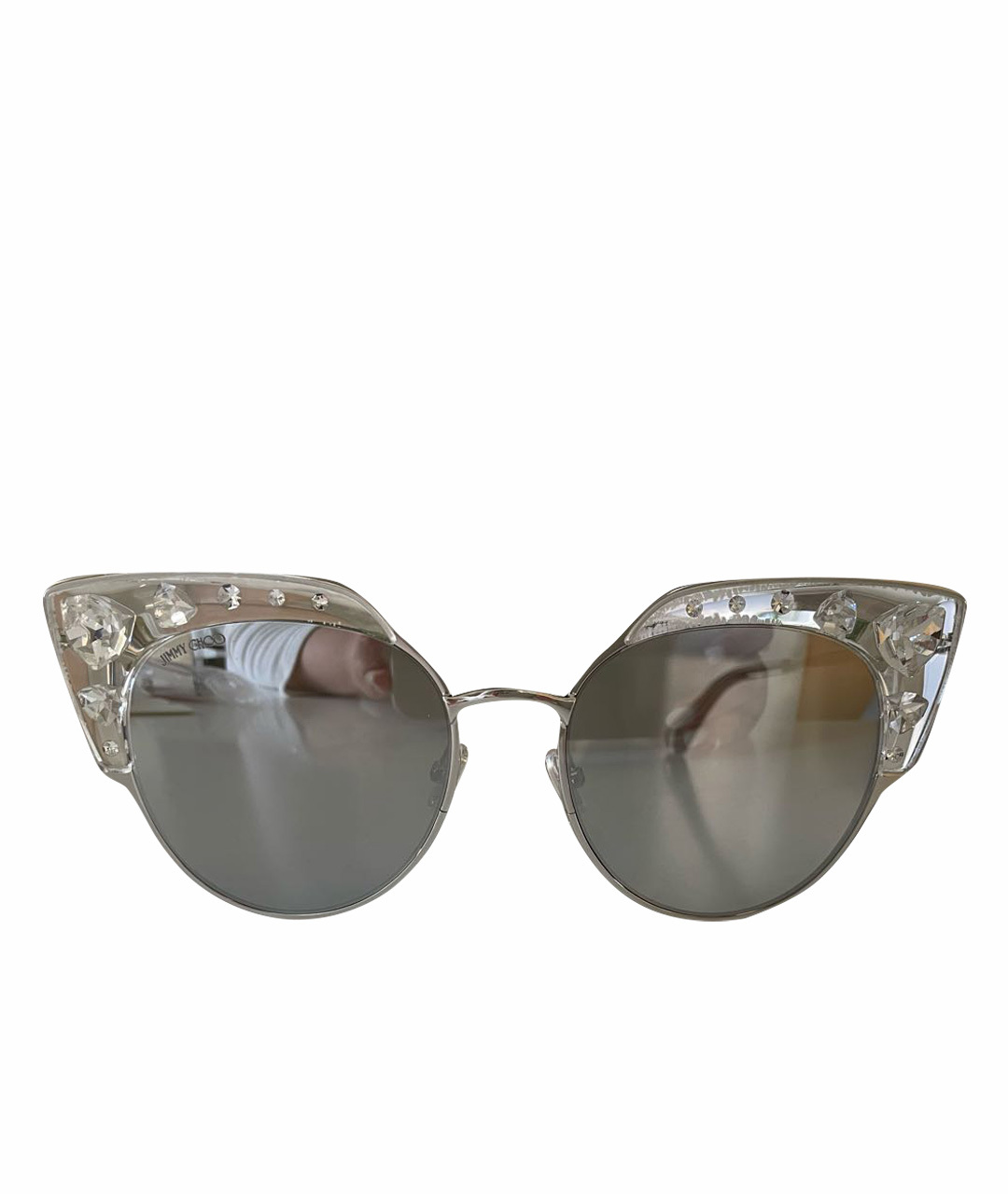 JIMMY CHOO Серебряные пластиковые солнцезащитные очки, фото 1