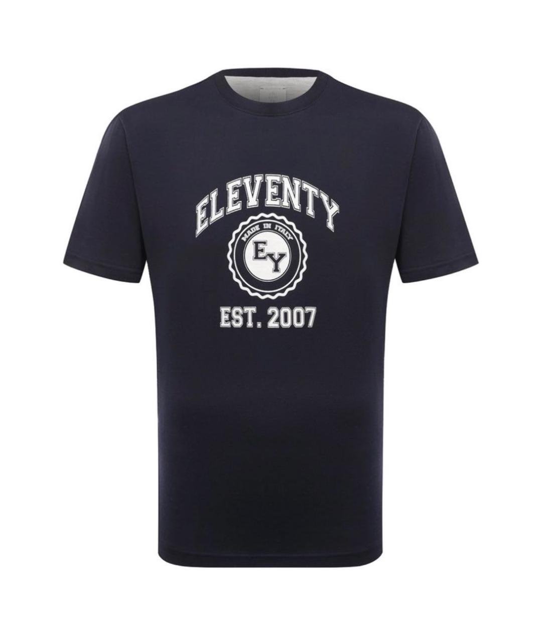 ELEVENTY Темно-синяя хлопковая футболка, фото 1