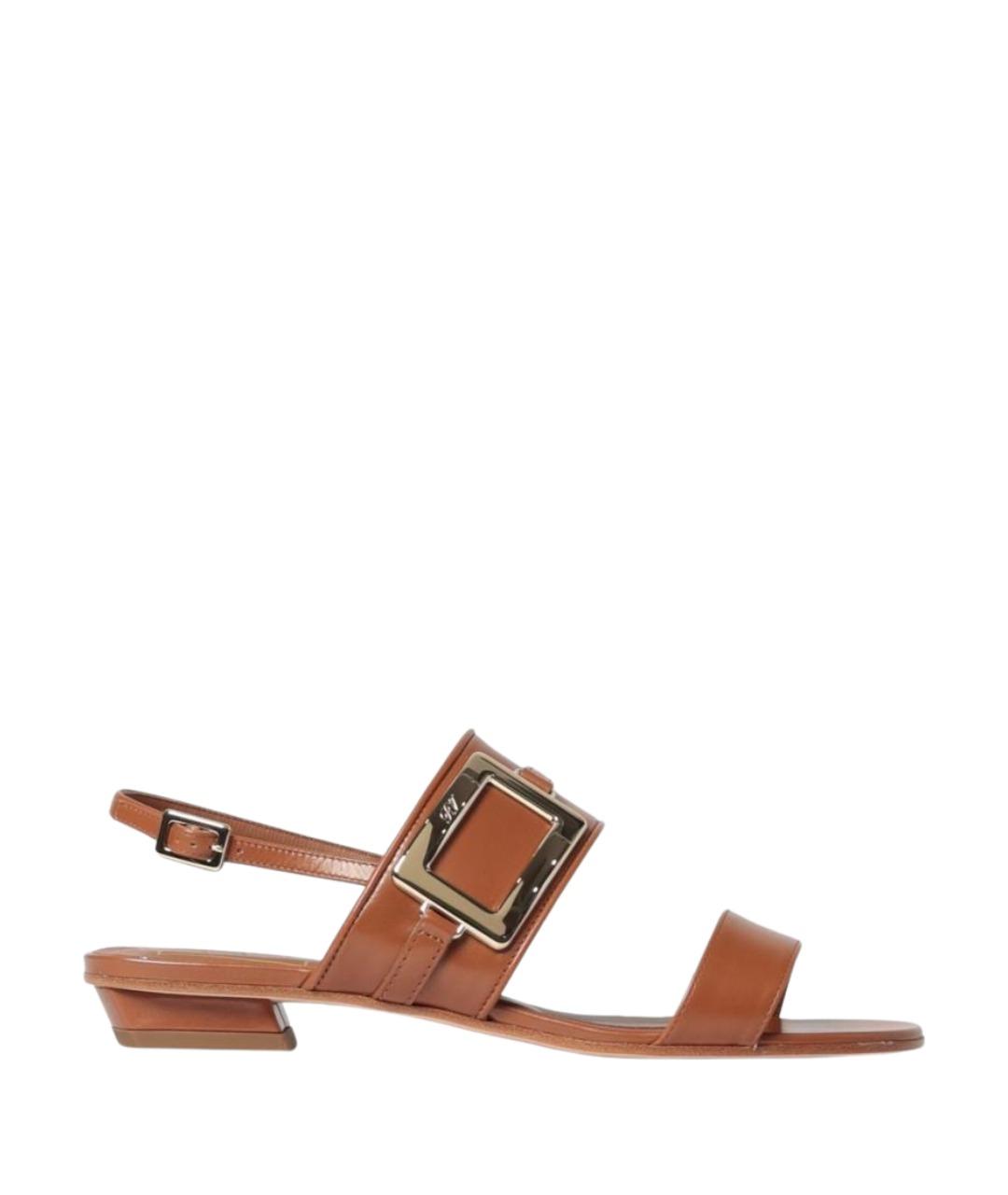 ROGER VIVIER Коричневые кожаные босоножки, фото 1