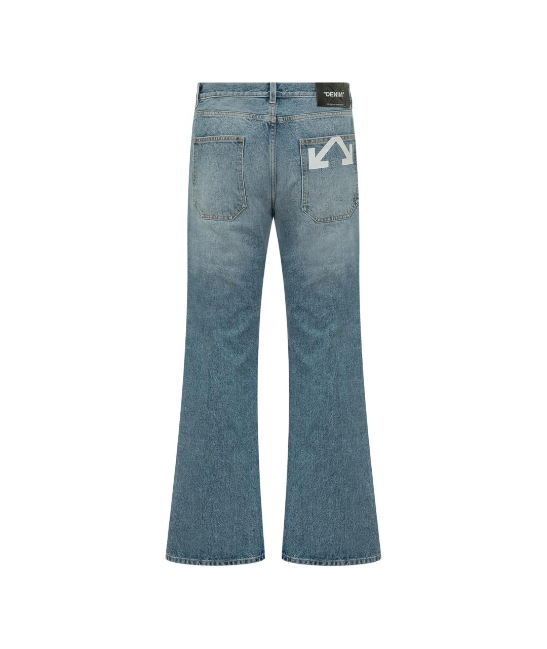 OFF-WHITE Синие хлопковые прямые джинсы, фото 3