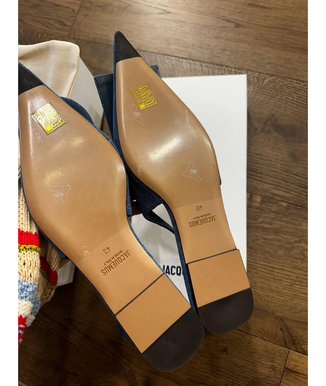 JACQUEMUS Синие текстильные босоножки, фото 4