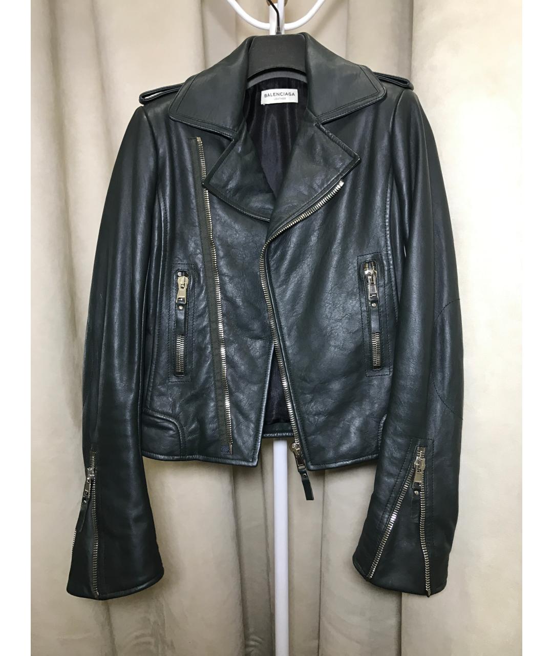 BALENCIAGA Зеленая кожаная куртка, фото 7