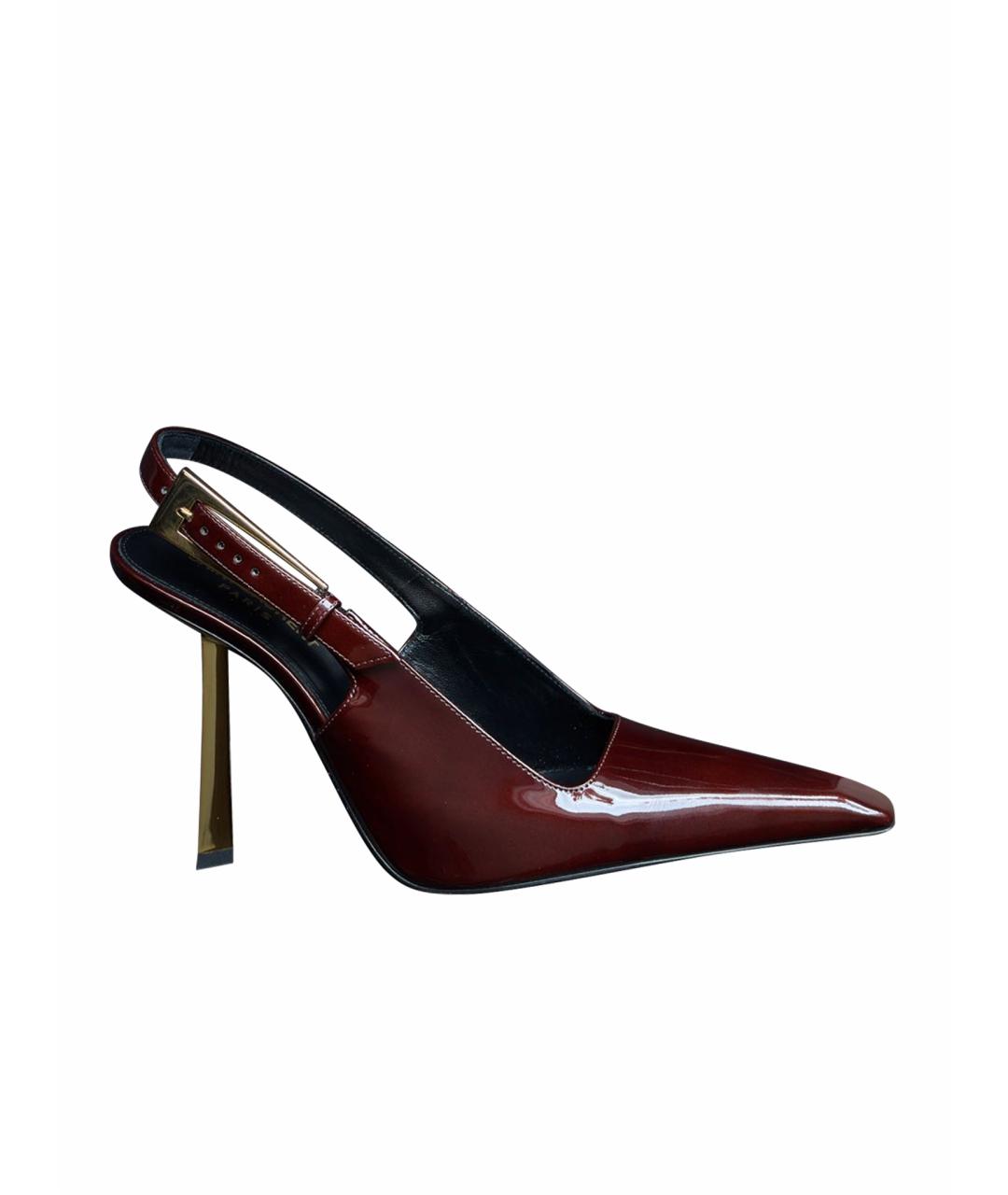 SAINT LAURENT Бордовые туфли из лакированной кожи, фото 1