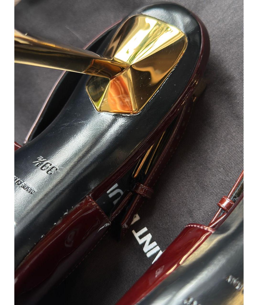 SAINT LAURENT Бордовые туфли из лакированной кожи, фото 5