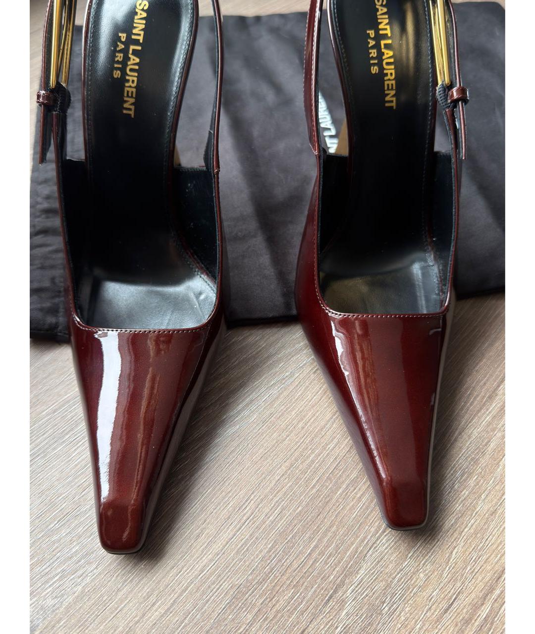 SAINT LAURENT Бордовые туфли из лакированной кожи, фото 3