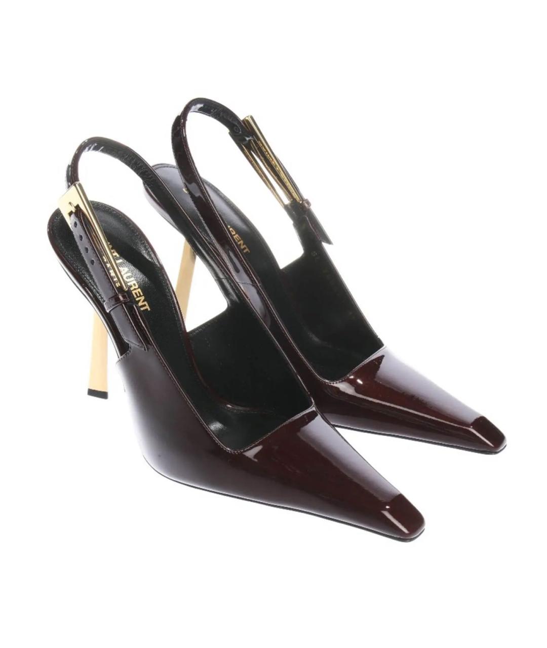 SAINT LAURENT Бордовые туфли из лакированной кожи, фото 2