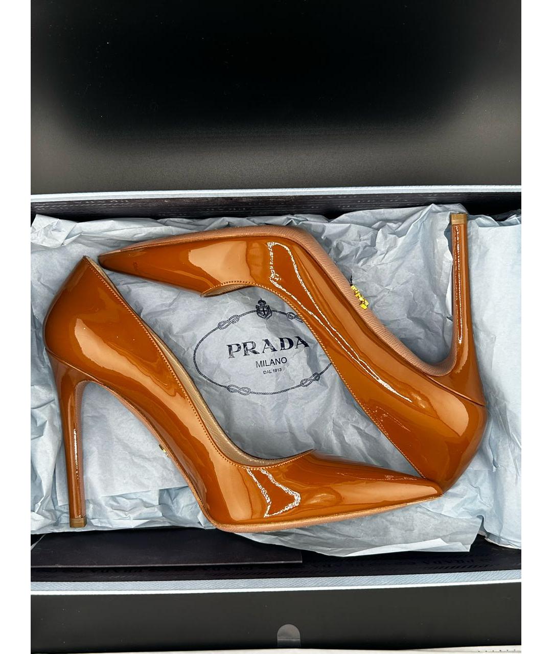 PRADA Коричневые туфли из лакированной кожи, фото 8