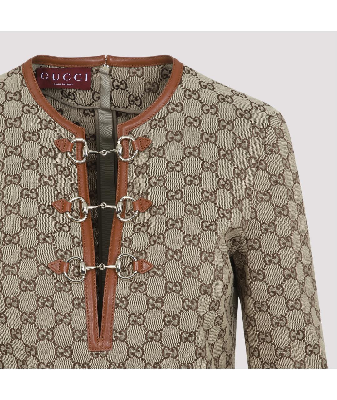 GUCCI Бежевое полиэстеровое повседневное платье, фото 4