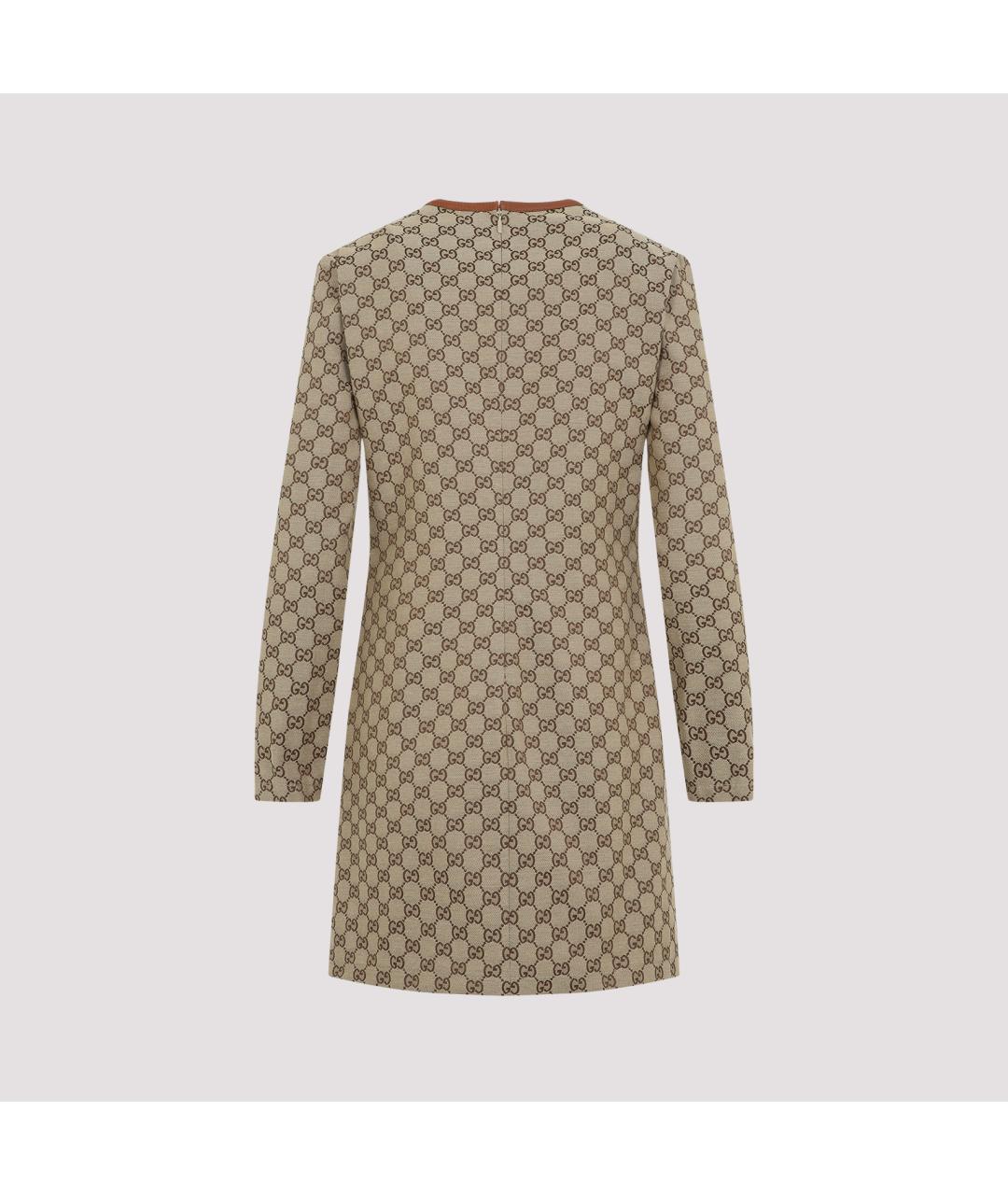 GUCCI Бежевое полиэстеровое повседневное платье, фото 3