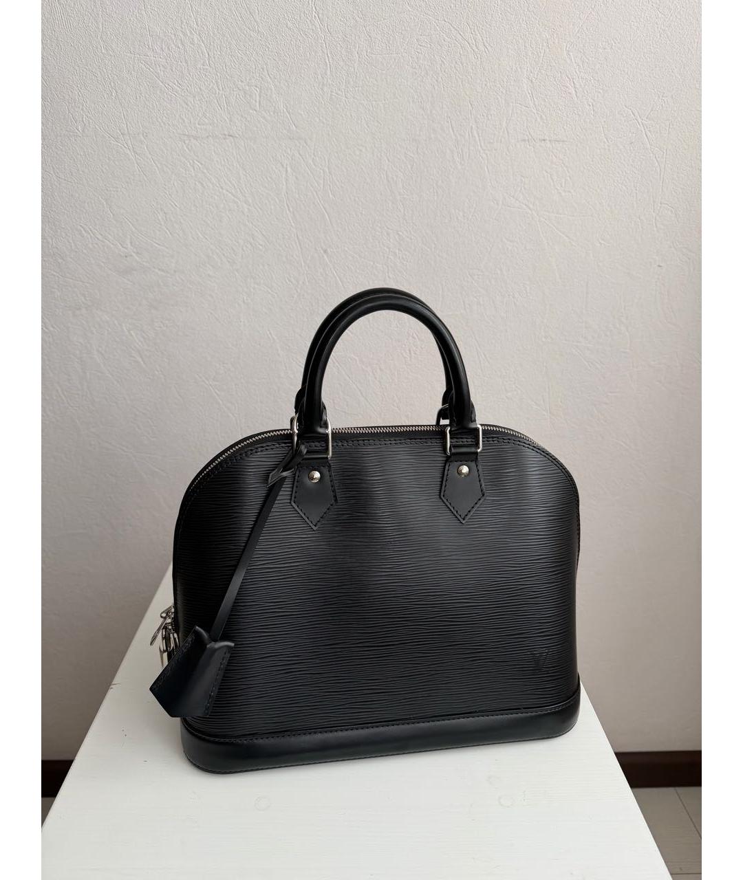 LOUIS VUITTON Черная кожаная сумка с короткими ручками, фото 5