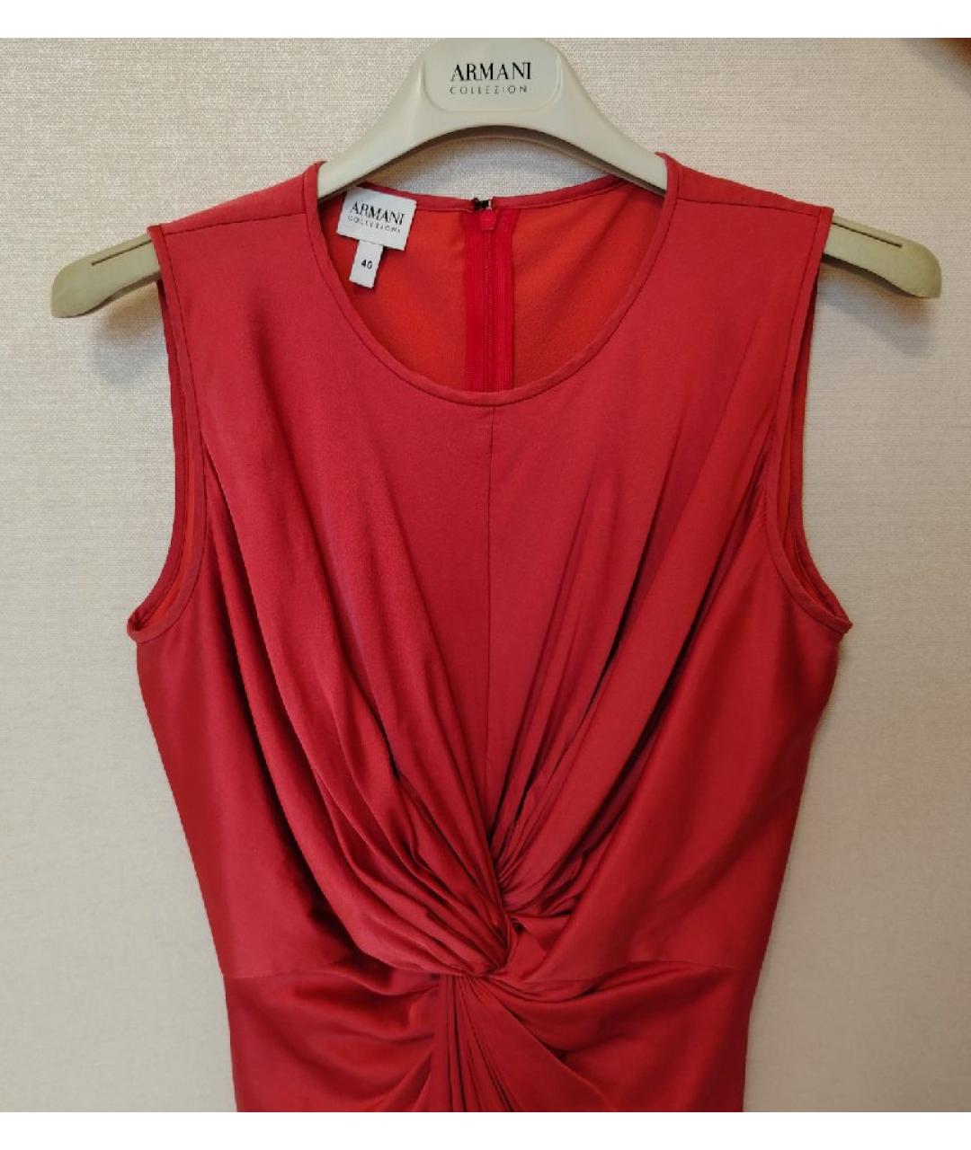ARMANI COLLEZIONI Коралловое атласное коктейльное платье, фото 3