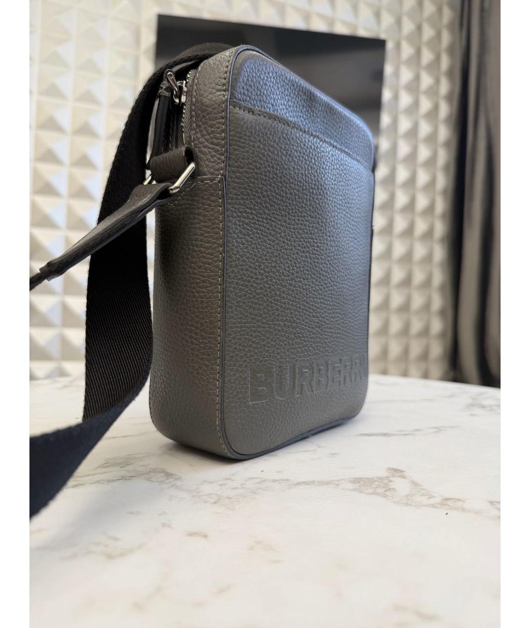 BURBERRY Серая кожаная сумка на плечо, фото 2