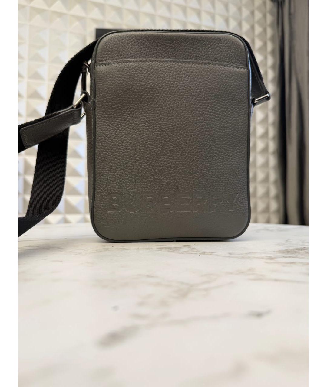 BURBERRY Серая кожаная сумка на плечо, фото 9