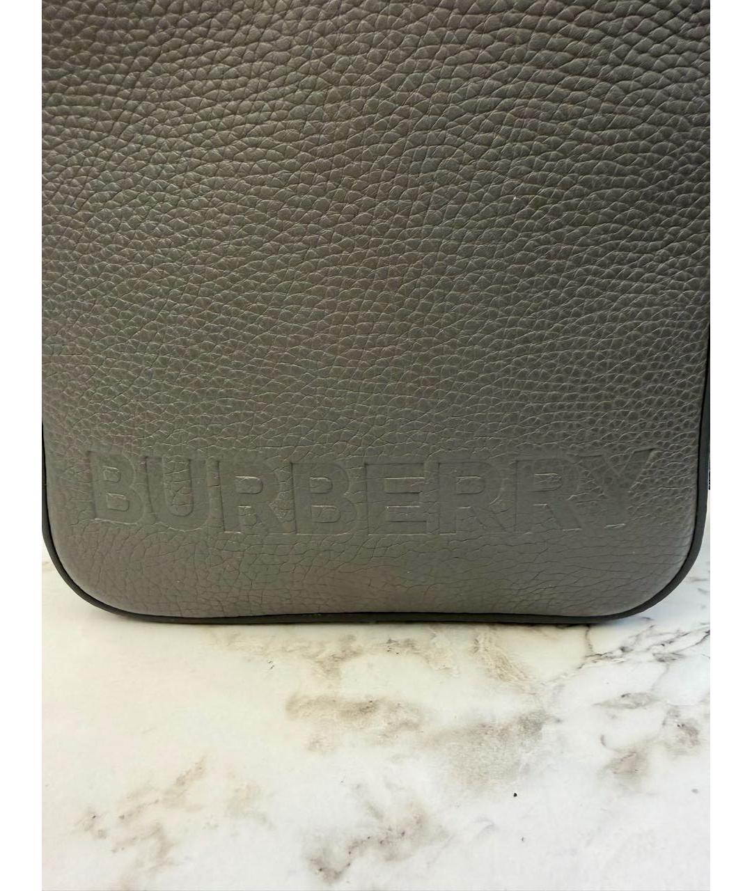 BURBERRY Серая кожаная сумка на плечо, фото 8