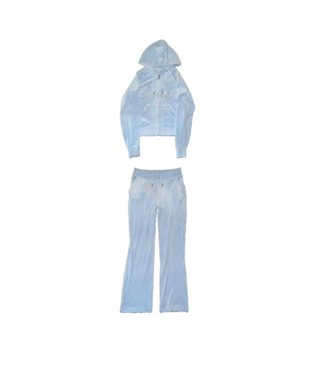 JUICY COUTURE Голубой велюровый спортивные костюмы, фото 9
