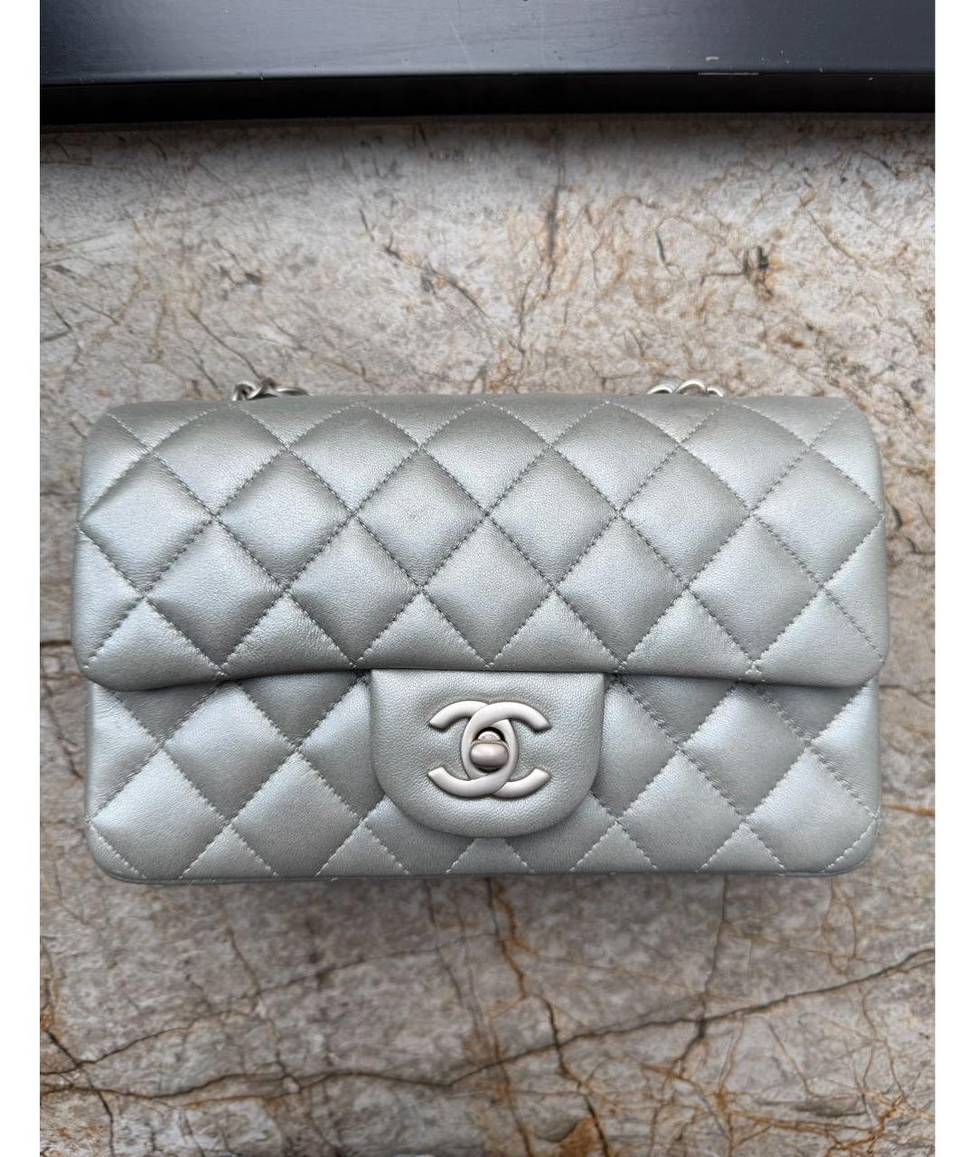 CHANEL Серебряная кожаная сумка через плечо, фото 9