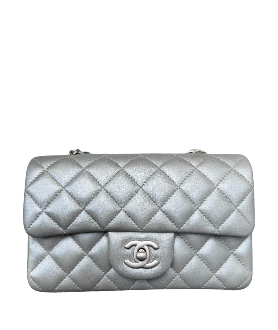 CHANEL Серебряная кожаная сумка через плечо, фото 1