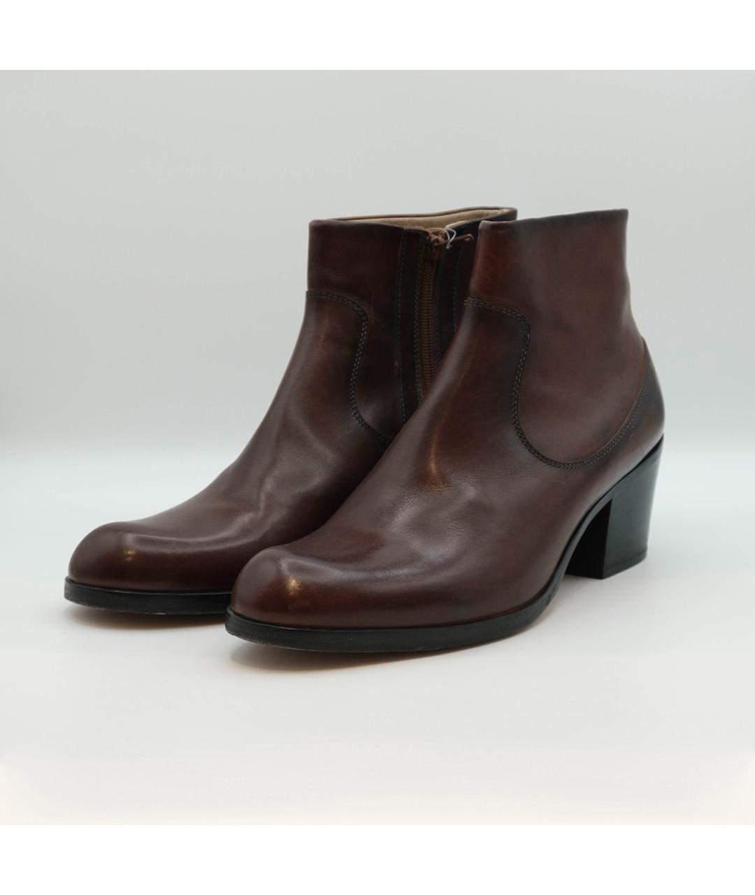 MAISON MARGIELA Бордовые кожаные высокие ботинки, фото 3