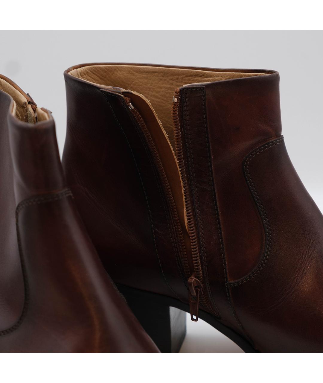 MAISON MARGIELA Бордовые кожаные высокие ботинки, фото 5