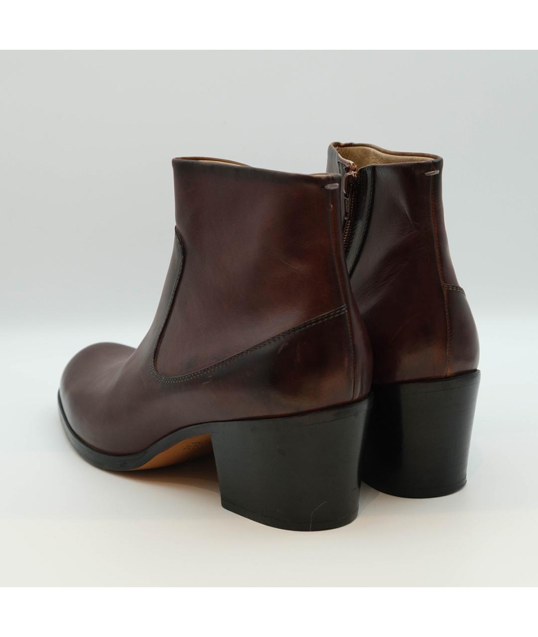 MAISON MARGIELA Бордовые кожаные высокие ботинки, фото 8
