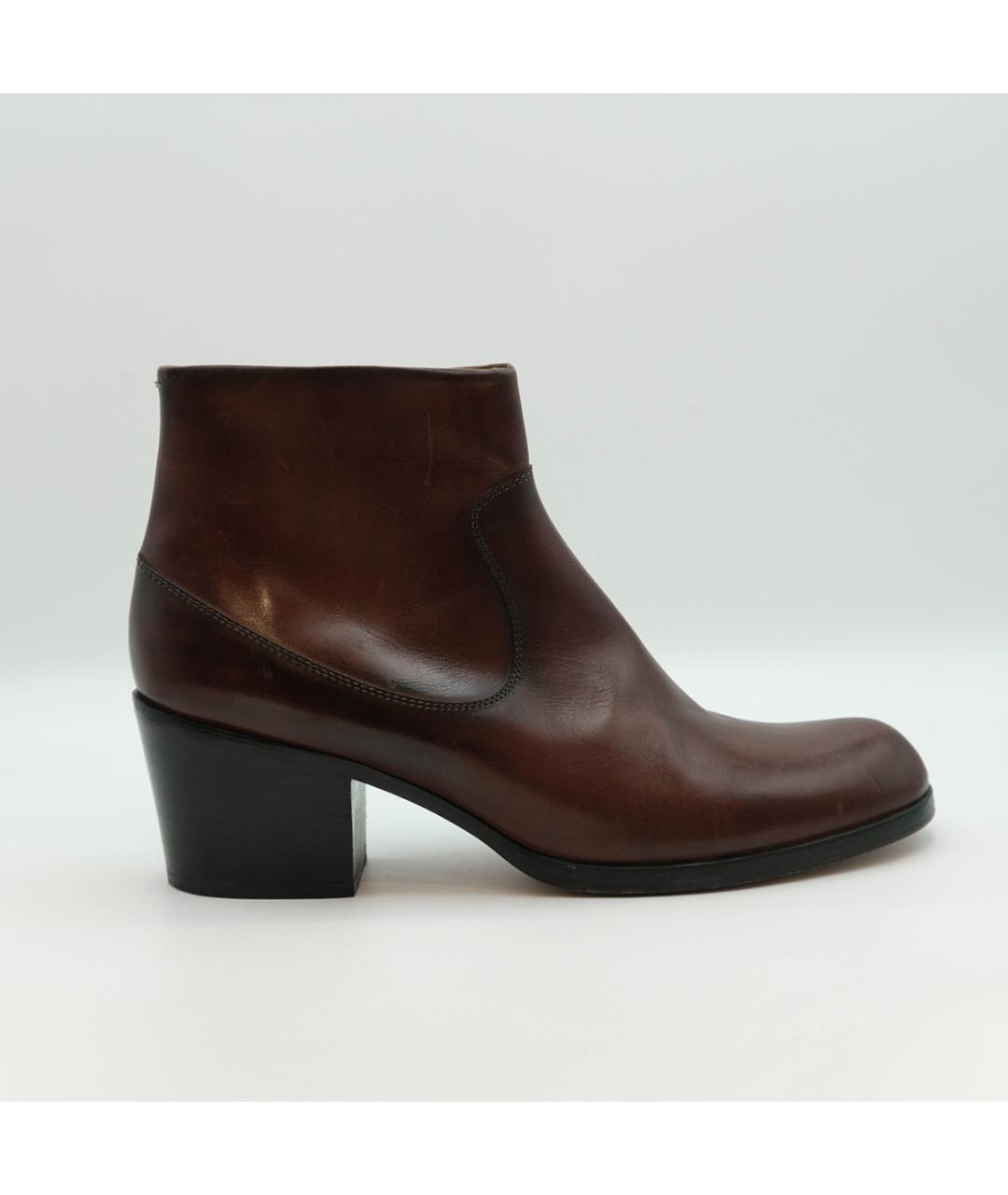 MAISON MARGIELA Бордовые кожаные высокие ботинки, фото 2