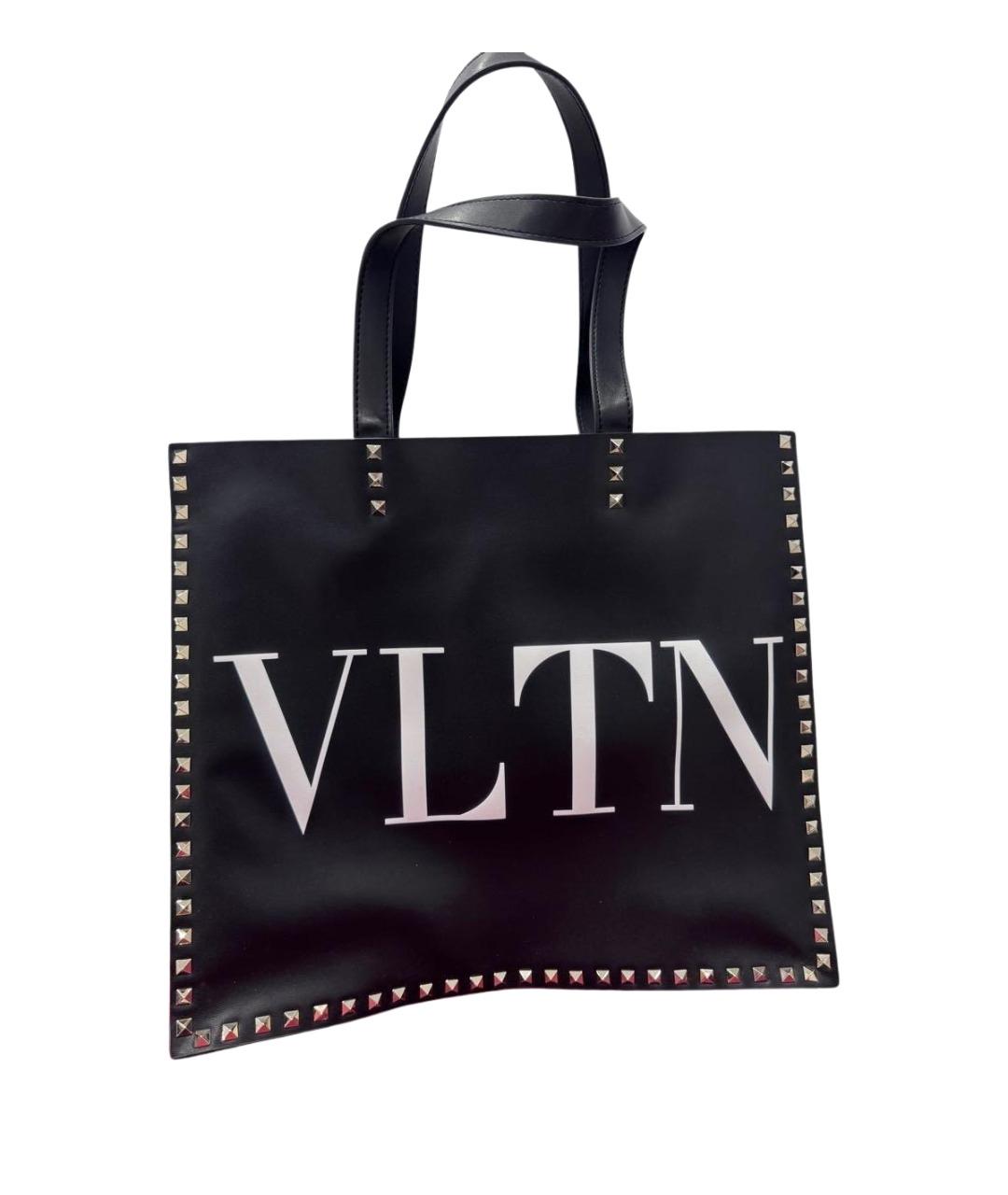 VALENTINO Черная кожаная сумка тоут, фото 1
