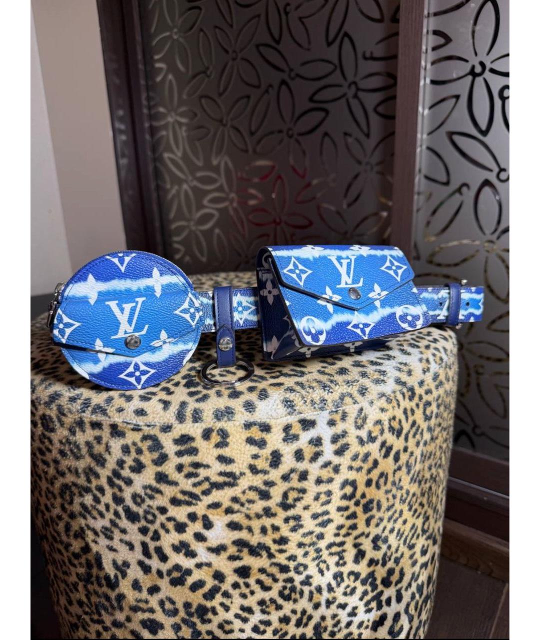 LOUIS VUITTON Синий кожаный ремень, фото 2