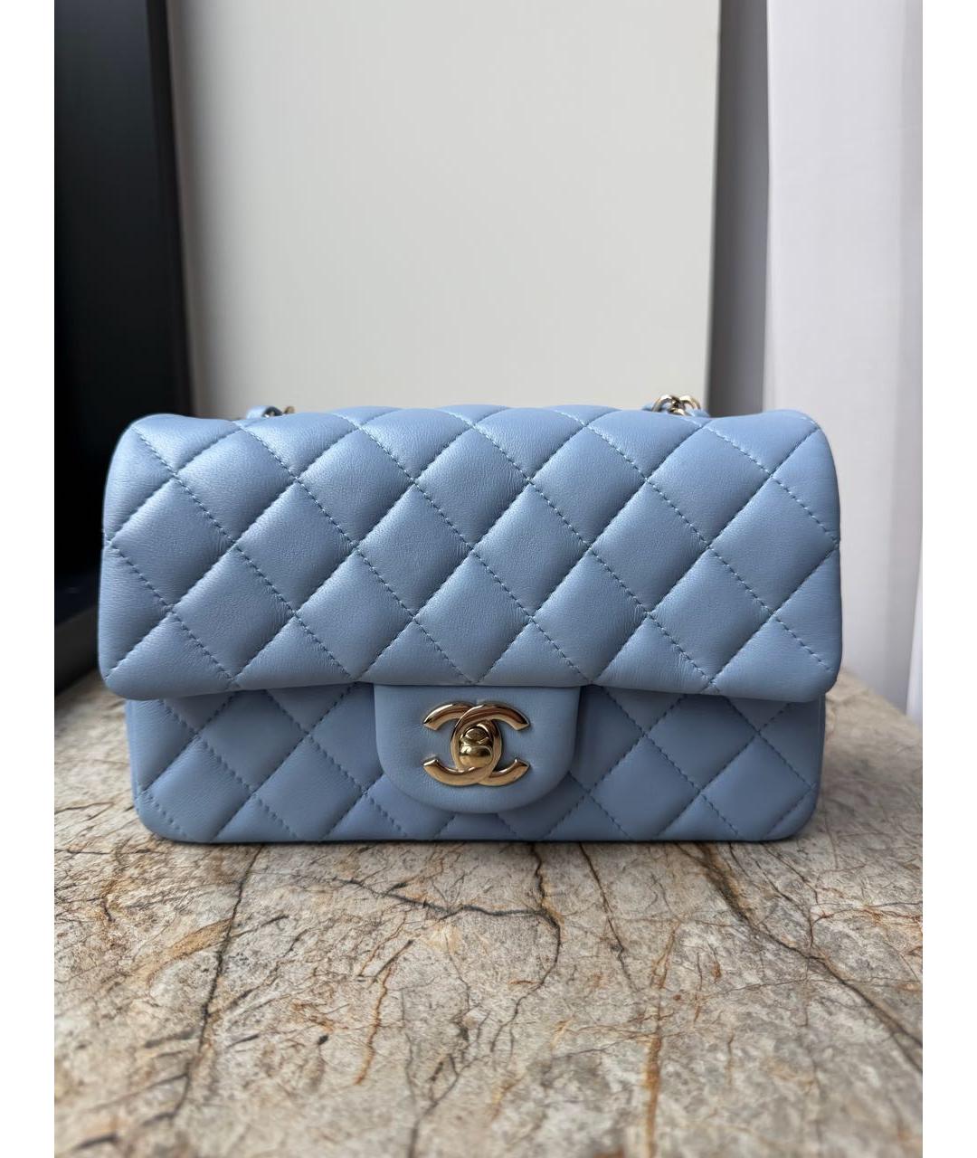 CHANEL Голубая кожаная сумка через плечо, фото 9