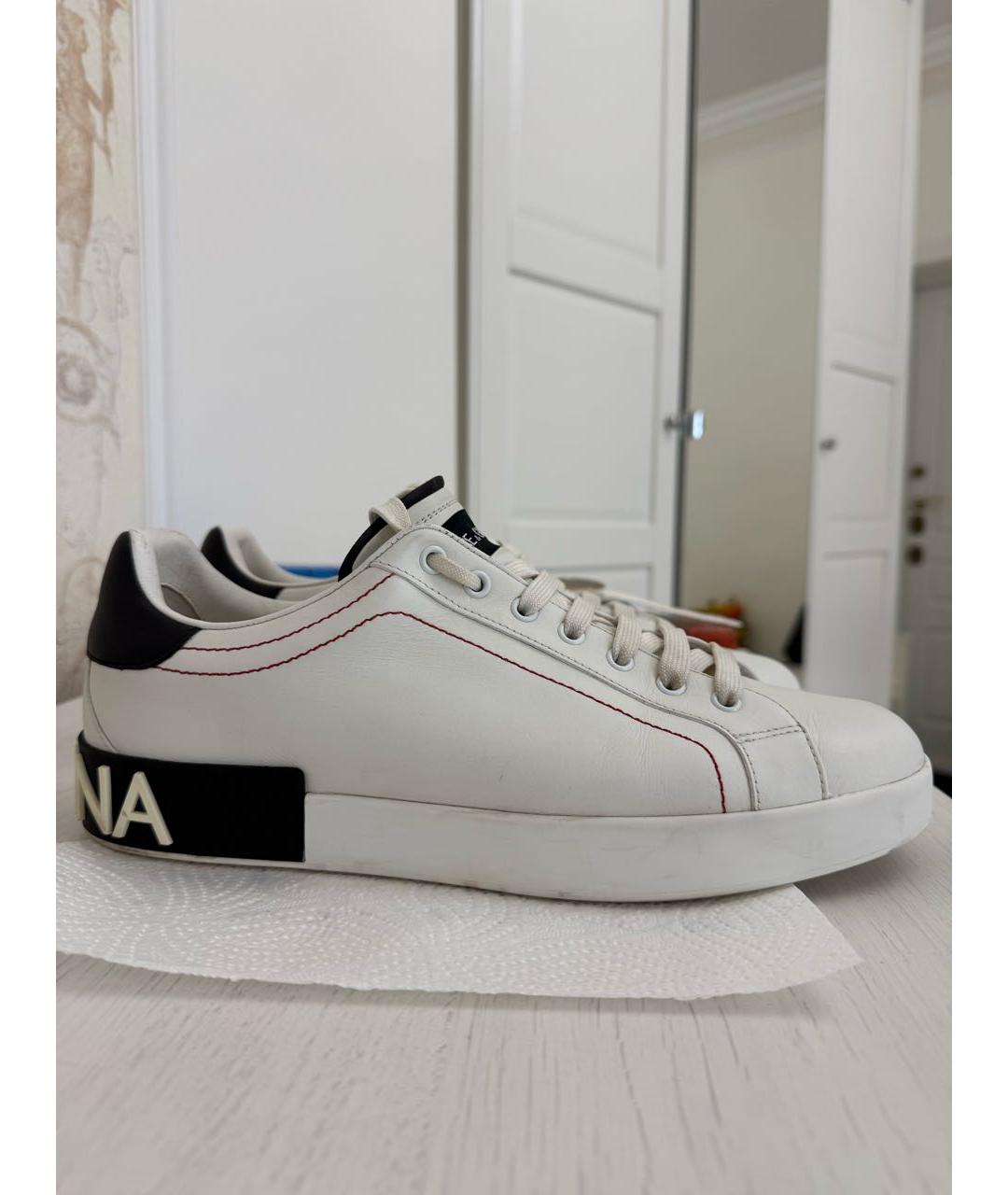 DOLCE&GABBANA Белые кожаные высокие кроссовки / кеды, фото 9