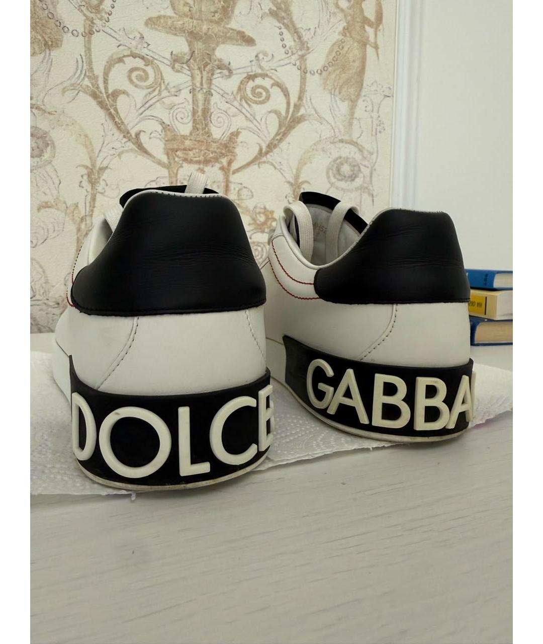 DOLCE&GABBANA Белые кожаные высокие кроссовки / кеды, фото 6