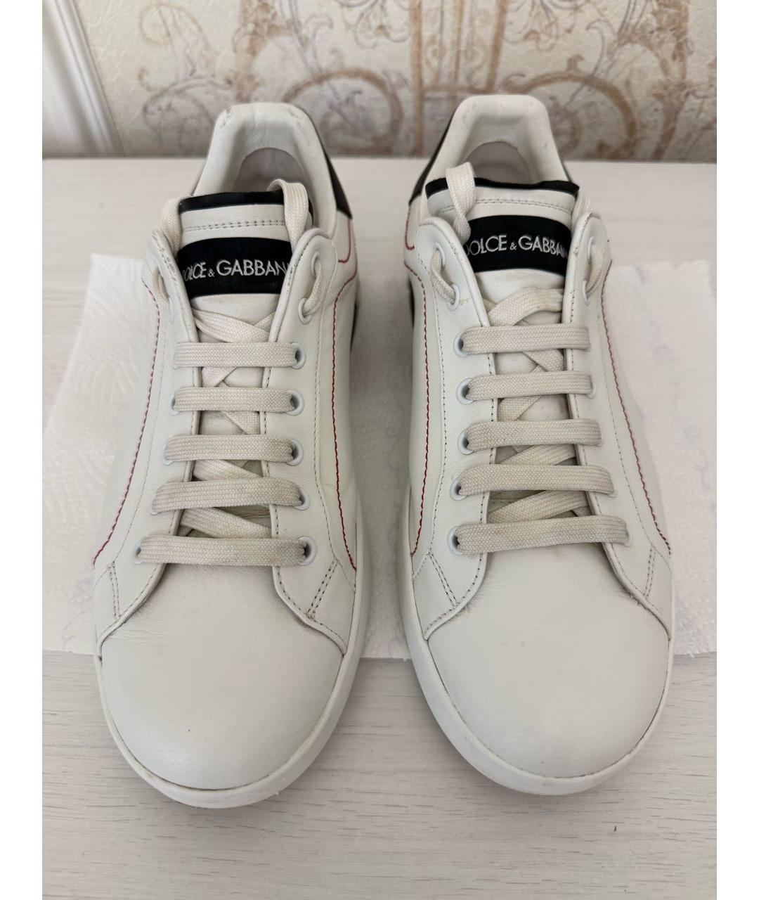 DOLCE&GABBANA Белые кожаные высокие кроссовки / кеды, фото 2